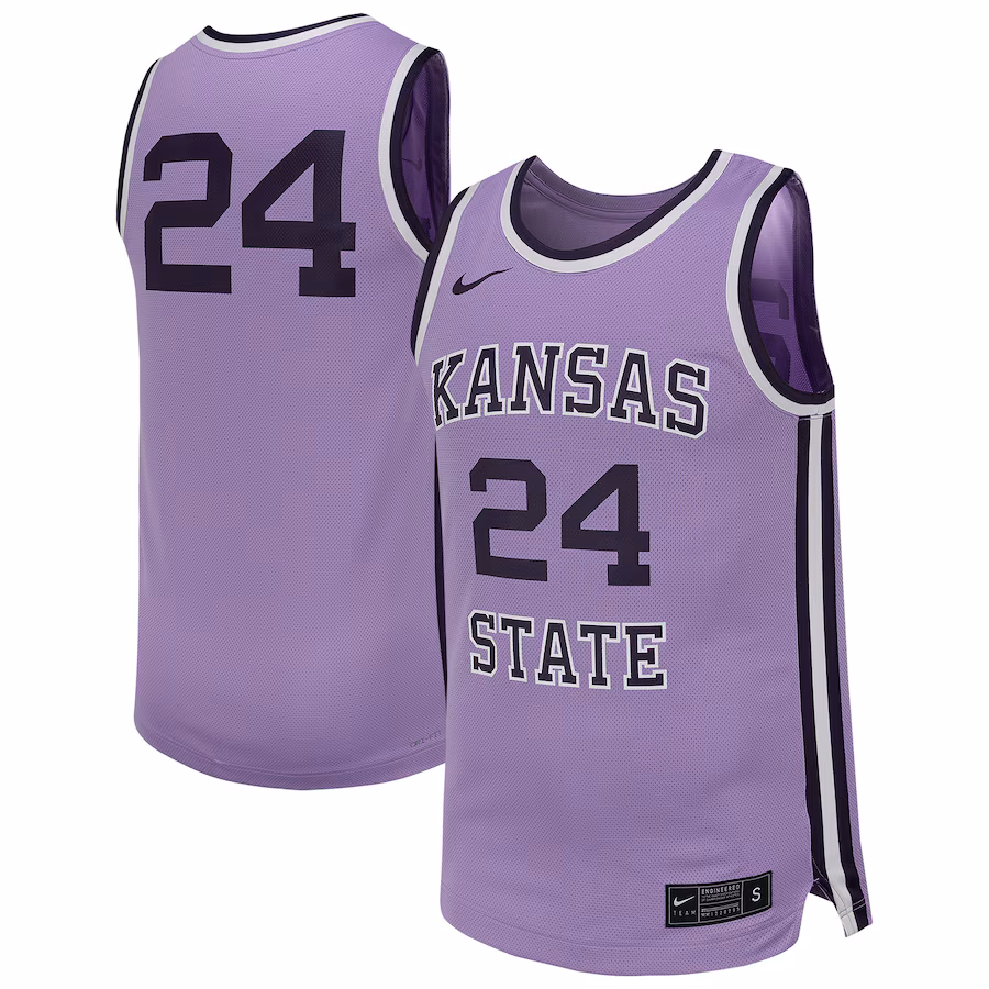 Men's Nike #24 Lavender Kansas State Wildcats Retro Replica Basketball Jersey - ujerseystore