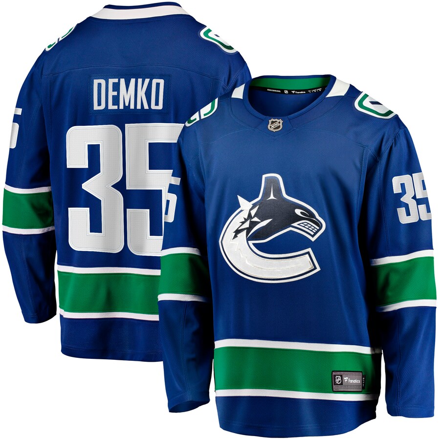 Men's Vancouver Canucks Thatcher Demko Fanatics Branded Blue Home Breakaway Jersey - ujerseystore