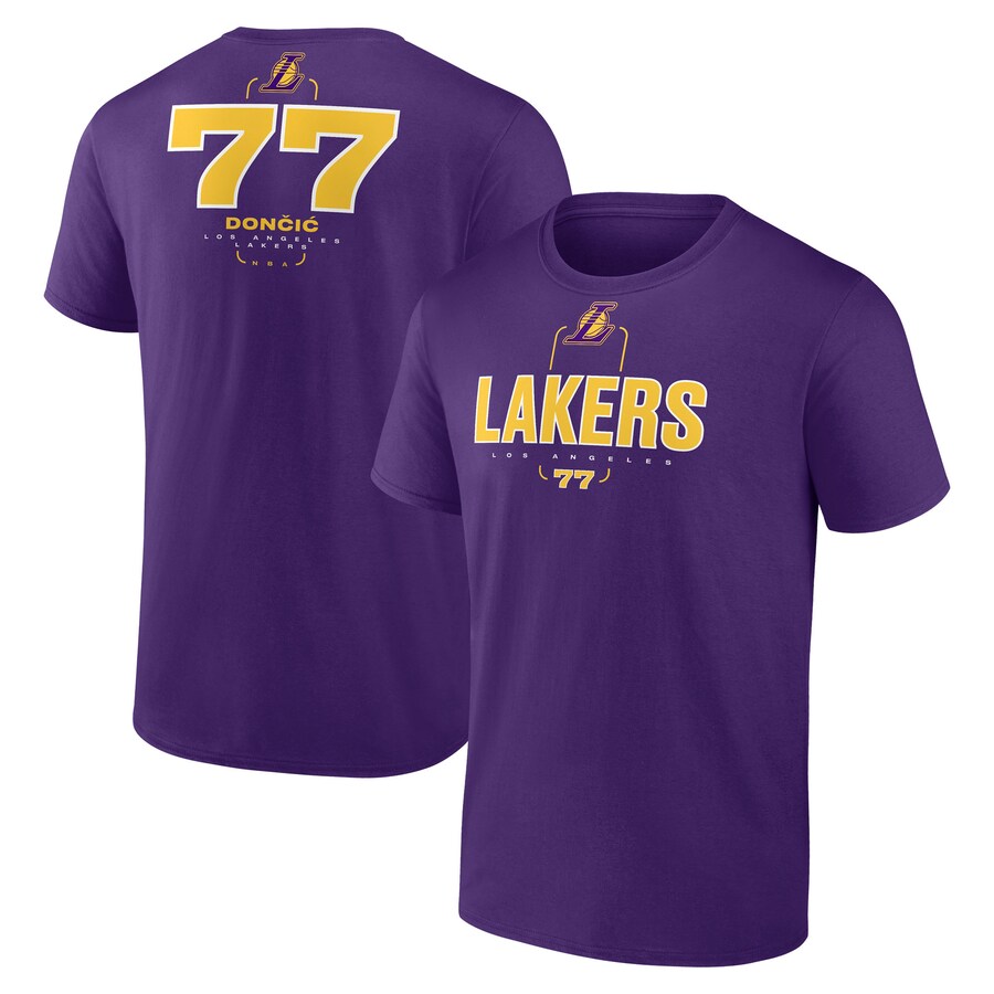 Men's Los Angeles Lakers Luka Dončić Purple Behind the Back Name & Number T-Shirt - ujerseystore