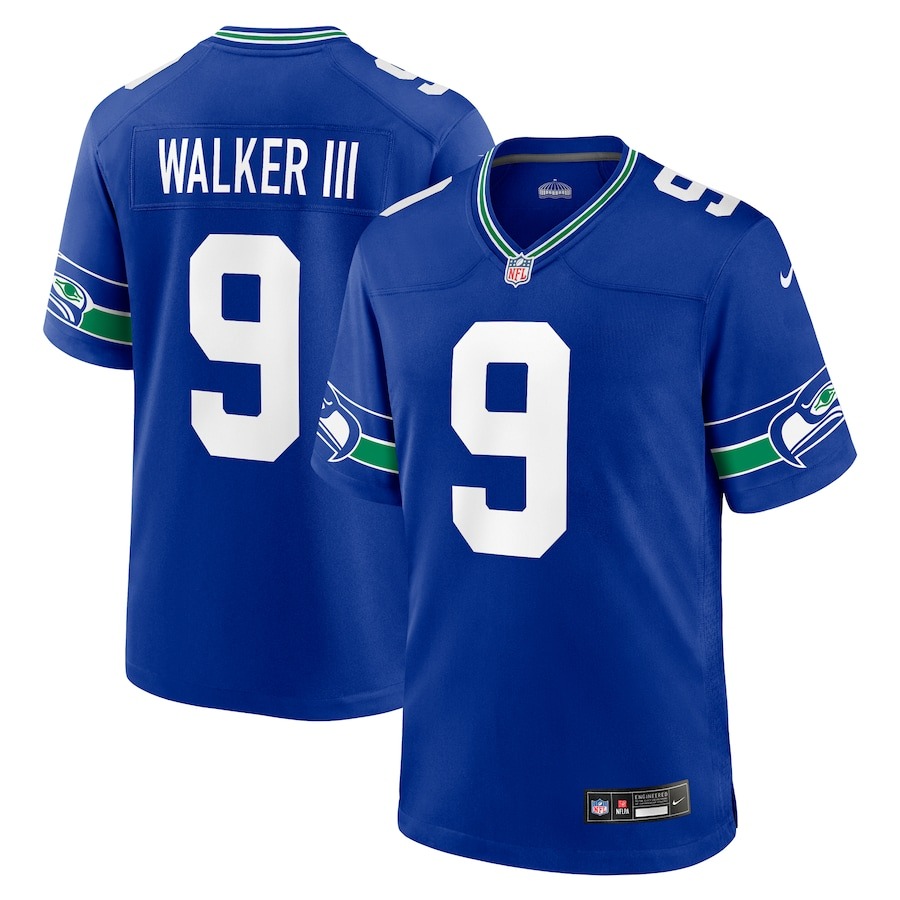 Men's Seattle Seahawks Kenneth Walker III Nike Royal Throwback Player Game Jersey - ujerseystore