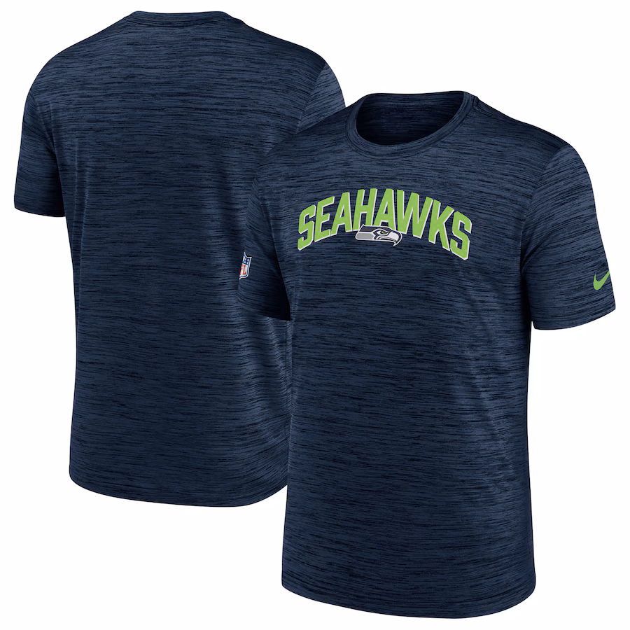 Men's Seattle Seahawks Nike Navy Sideline Velocity Athletic Stack Performance T-Shirt - ujerseystore