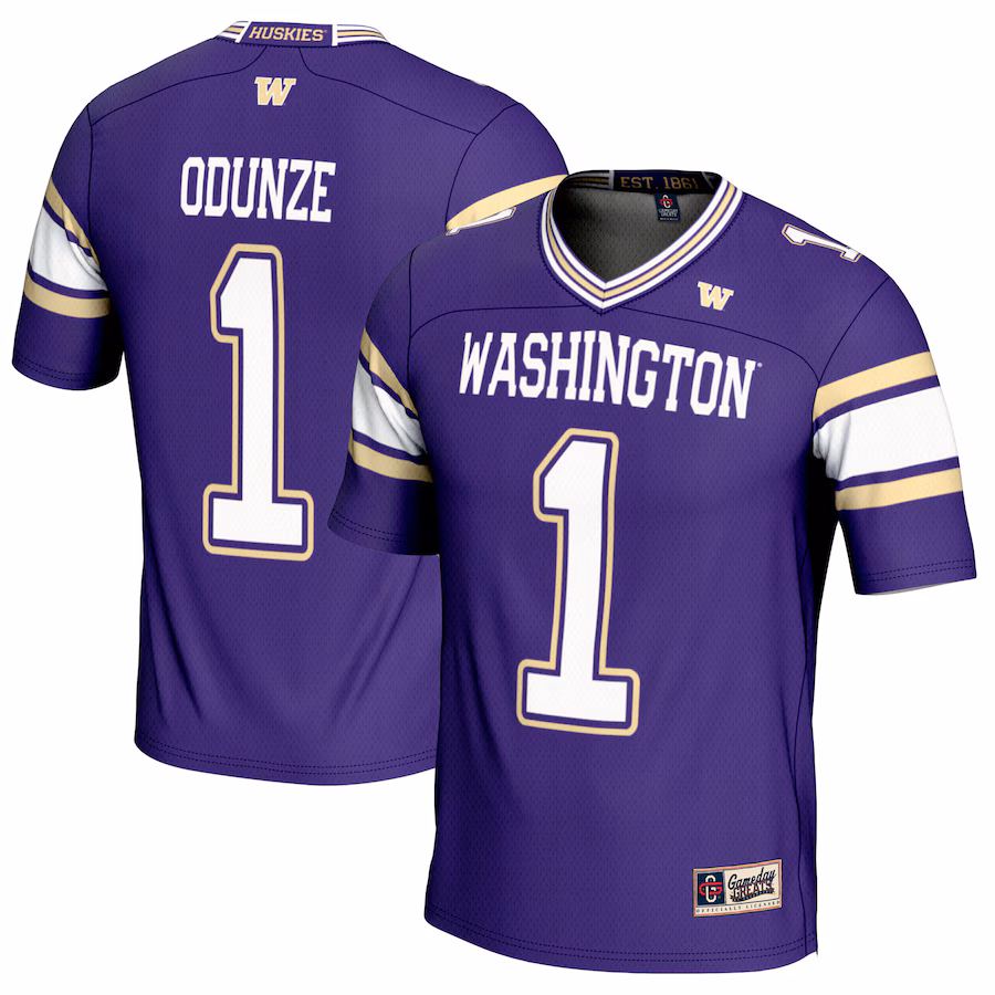 Rome Odunze Washington Huskies GameDay Greats Youth NIL Player Football Jersey - Purple - ujerseystore