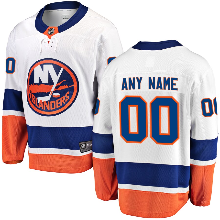 Men's New York Islanders Fanatics Branded White Away Breakaway Custom Jersey - ujerseystore