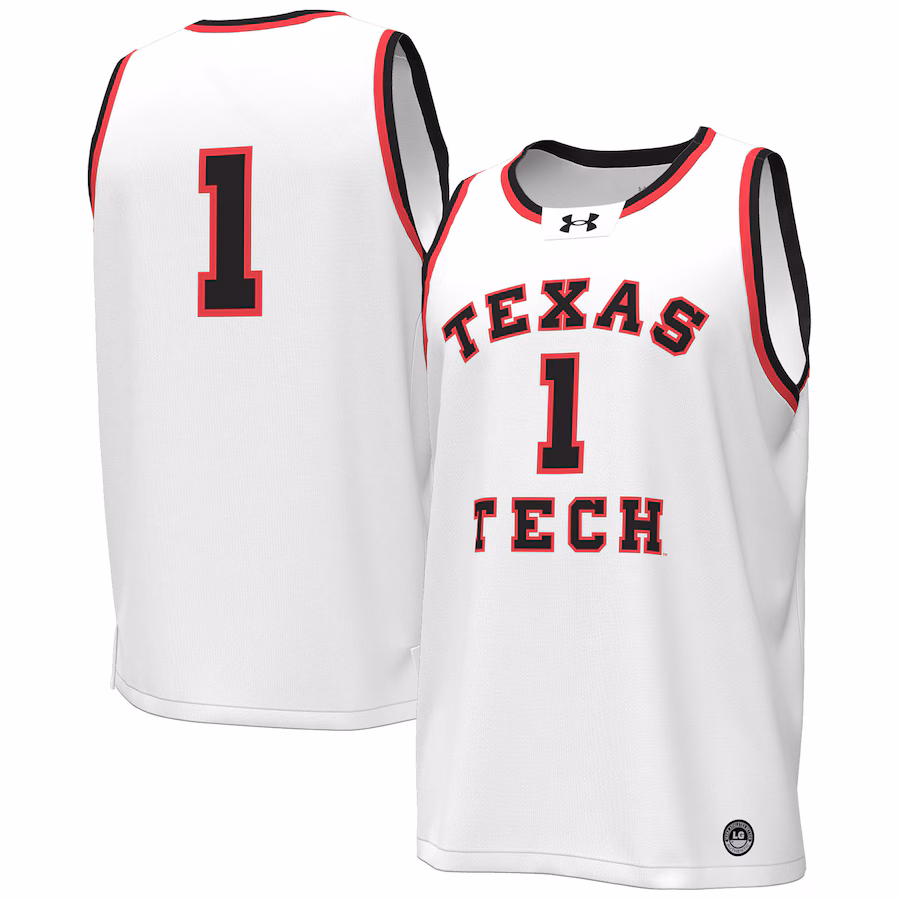 #1 Texas Tech Red Raiders Under Armour Throwback Replica Basketball Jersey - White - ujerseystore