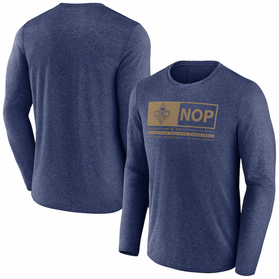 Men's New Orleans Pelicans Fanatics Heather Navy Three-Point Play T-Shirt - ujerseystore