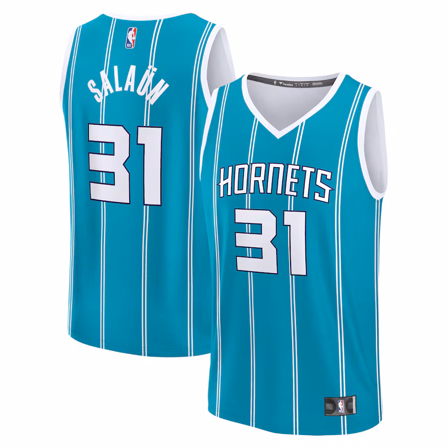 Men's Charlotte Hornets Tidjane Salaun Fanatics Teal 2024 NBA Draft Fast Break Player Jersey - Icon Edition - ujerseystore