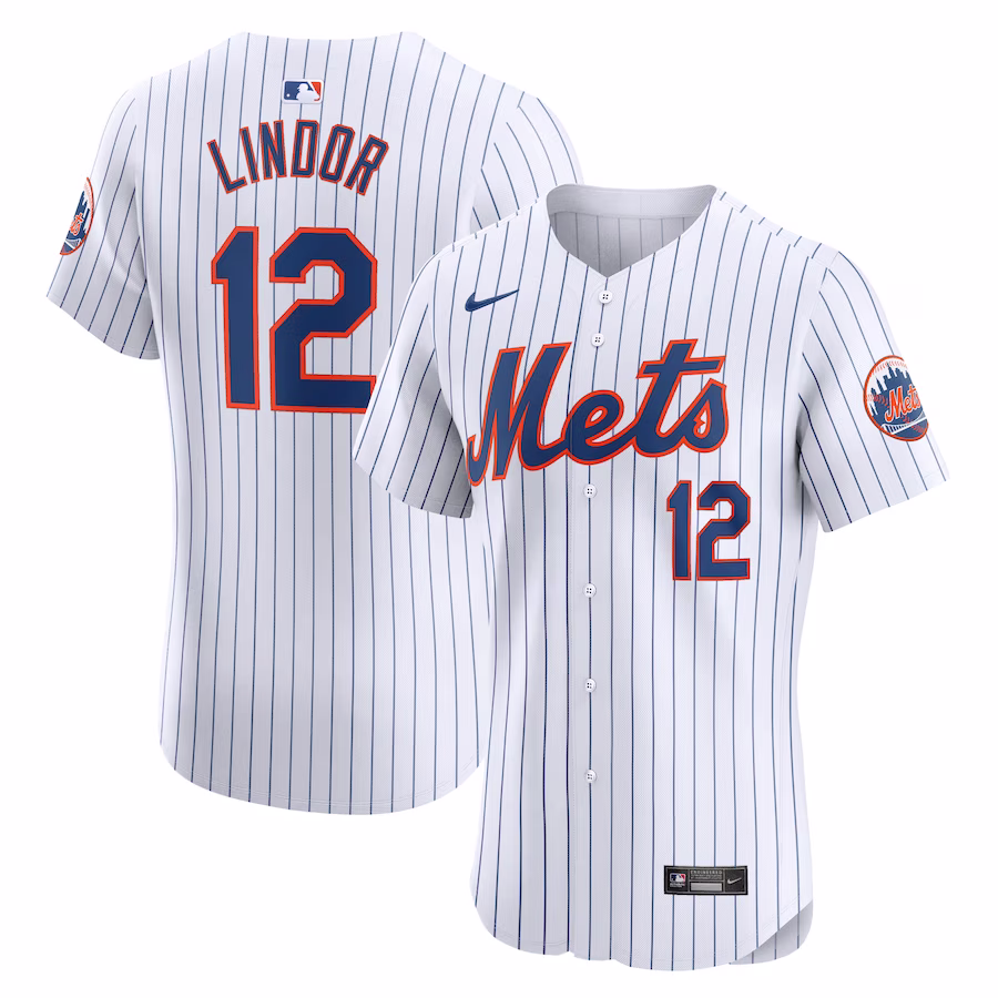 Men's New York Mets Francisco Lindor Nike White Home Elite Jersey - ujerseystore