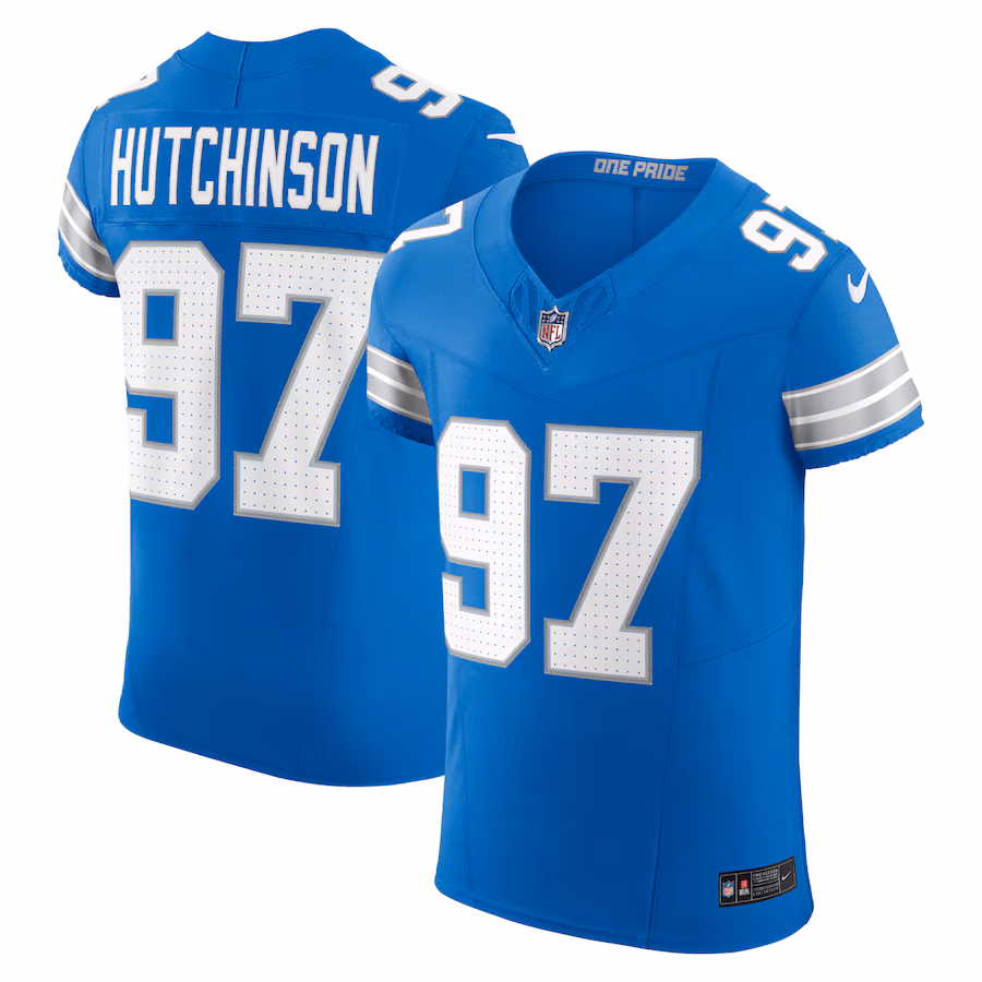 Men's Detroit Lions Aidan Hutchinson Nike Blue Vapor F.U.S.E. Elite Jersey - ujerseystore