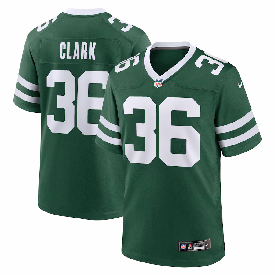 Men's New York Jets Chuck Clark Nike Legacy Green Team Game Jersey - ujerseystore