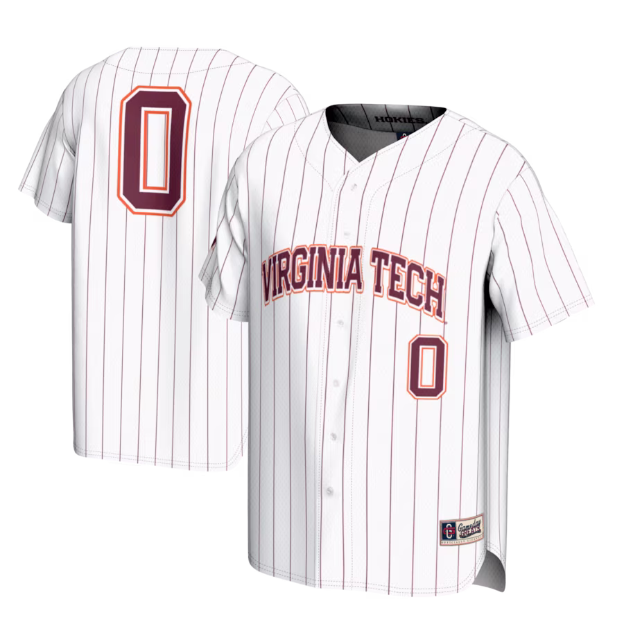 #0 Virginia Tech Hokies GameDay Greats Lightweight Baseball Fashion Jersey - White - ujerseystore