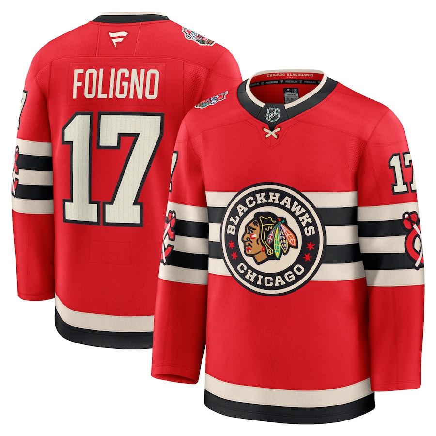 Men's Chicago Blackhawks Nick Foligno Fanatics Red 2025 NHL Winter Classic Premium Player Jersey - ujerseystore