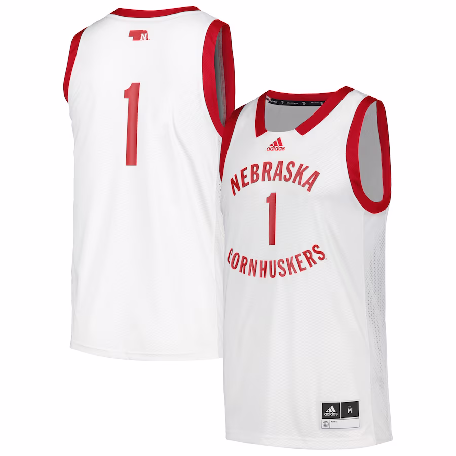 #1 Nebraska Huskers adidas Team Swingman Jersey - White - ujerseystore