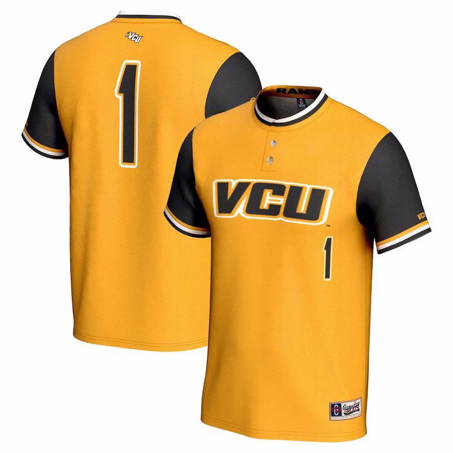 #1 VCU Rams GameDay Greats Unisex Lightweight Softball Jersey - Gold - ujerseystore