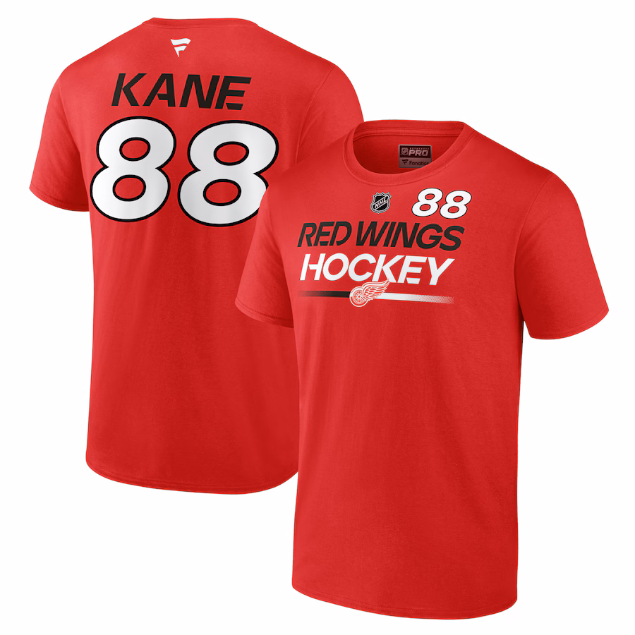 Men's Detroit Red Wings Patrick Kane Fanatics Red Authentic Pro Prime Name & Number T-Shirt - ujerseystore