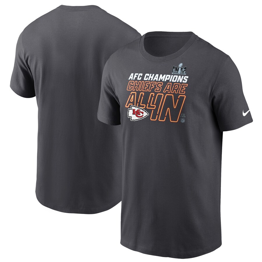 Men's Kansas City Chiefs Nike Anthracite 2023 AFC Champions Locker Room Trophy Collection Tall T-Shirt - ujerseystore