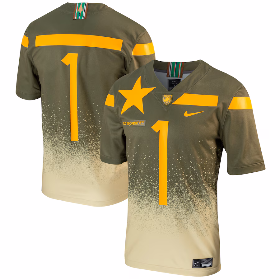 Men's Nike #1 Olive Army Black Knights 1st Armored Division Old Ironsides Untouchable Football Jersey - ujerseystore