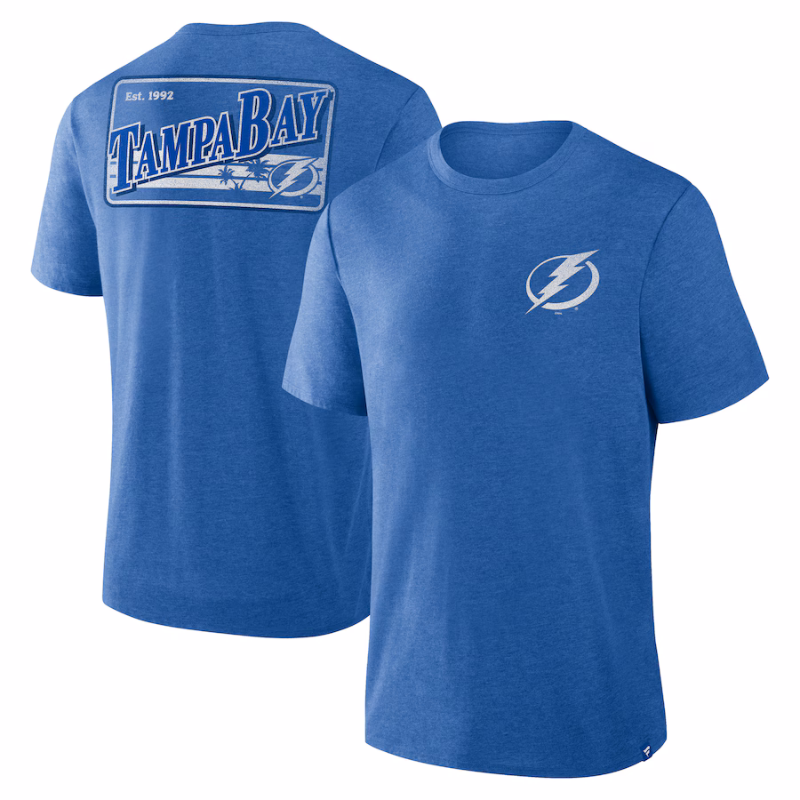 Men's Tampa Bay Lightning Fanatics Heather Blue Fan Lanes Tri-Blend T-Shirt - ujerseystore