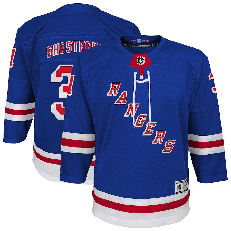 Youth New York Rangers Igor Shesterkin Blue Home Premier Player Jersey - ujerseystore