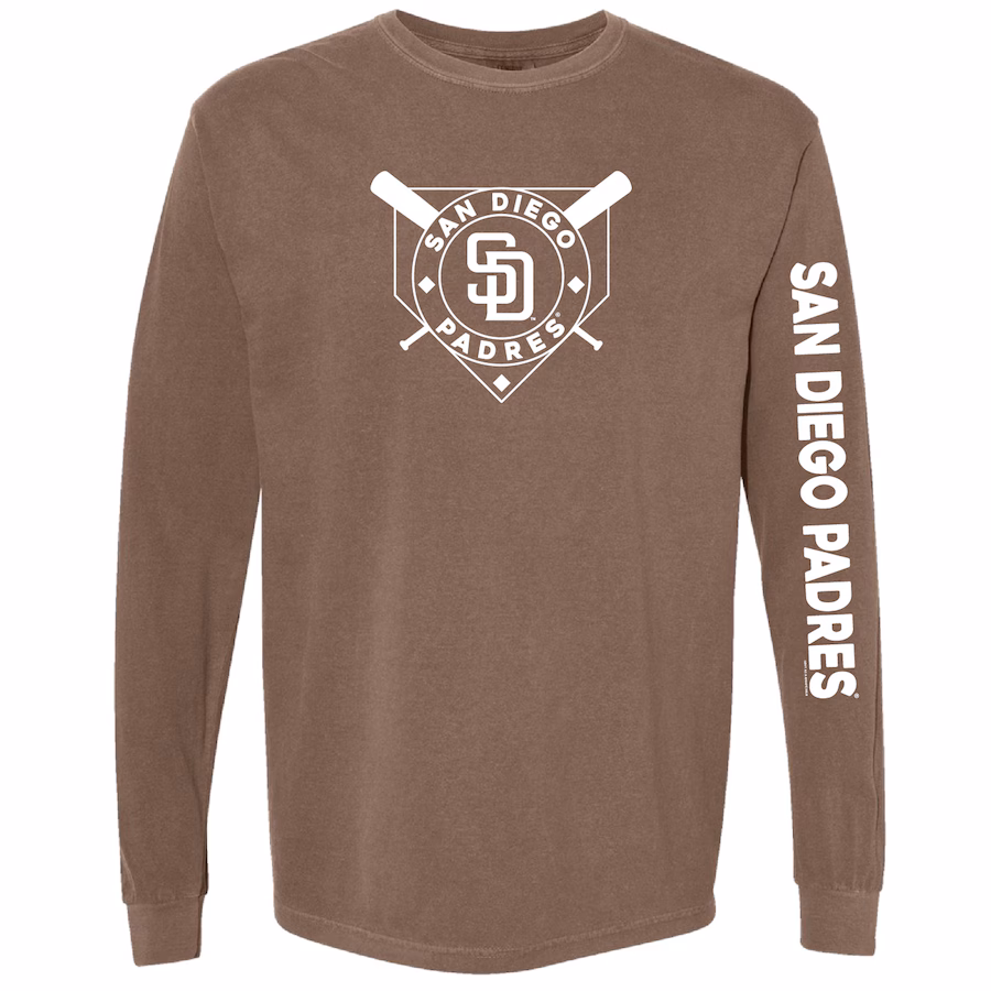 Women's San Diego Padres Soft as a Grape Brown Pigment Dye Long Sleeve T-Shirt - ujerseystore