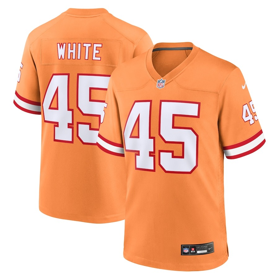 Men's Tampa Bay Buccaneers Devin White Nike Orange Throwback Game Jersey - ujerseystore