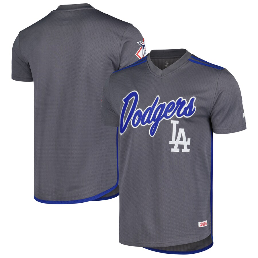 Men's  Los Angeles Dodgers Stitches Charcoal Team V-Neck Jersey - ujerseystore
