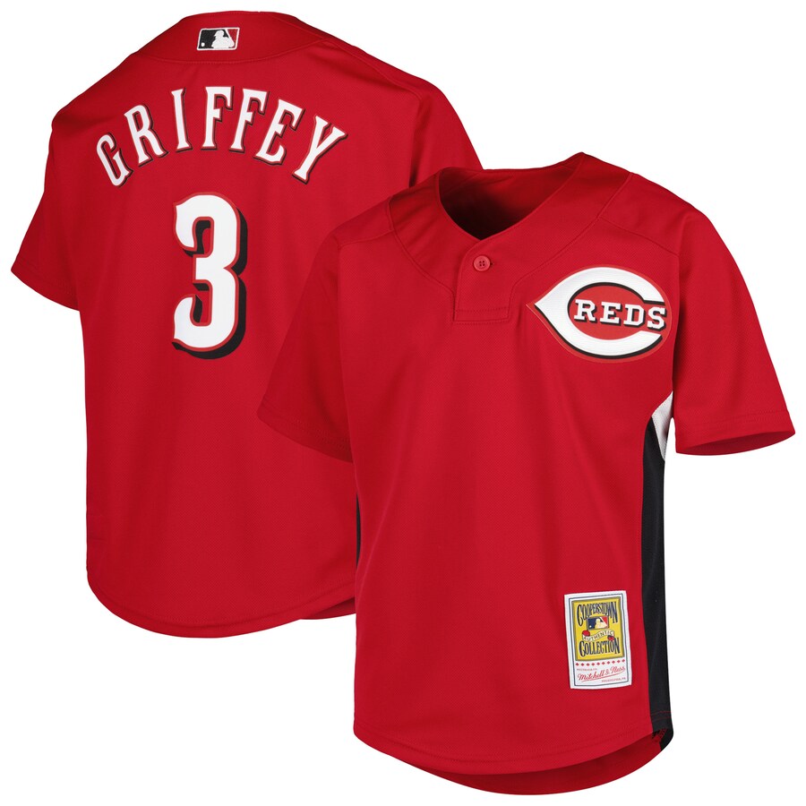 Youth Cincinnati Reds Ken Griffey Jr. Mitchell & Ness Red Cooperstown Collection Batting Practice Jersey - ujerseystore