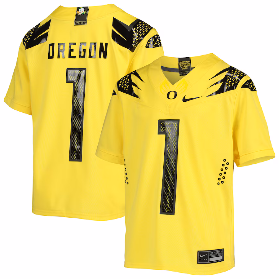 #1 Oregon Ducks Nike Youth Vapor Fusion Replica Football Jersey - Yellow - ujerseystore