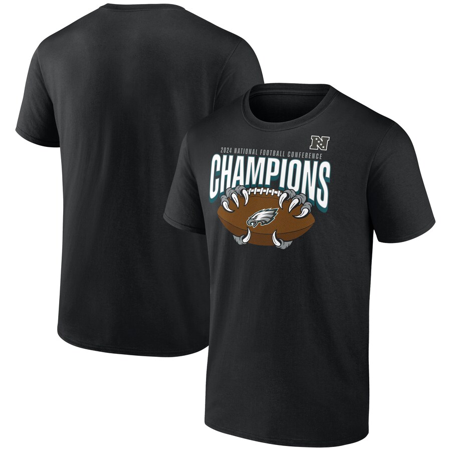 Men's Philadelphia Eagles  Fanatics Black 2024 NFC Champions Hometown Not Done T-Shirt - ujerseystore