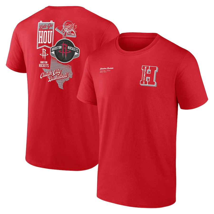 Men's Houston Rockets Red Split Zone T-Shirt - ujerseystore