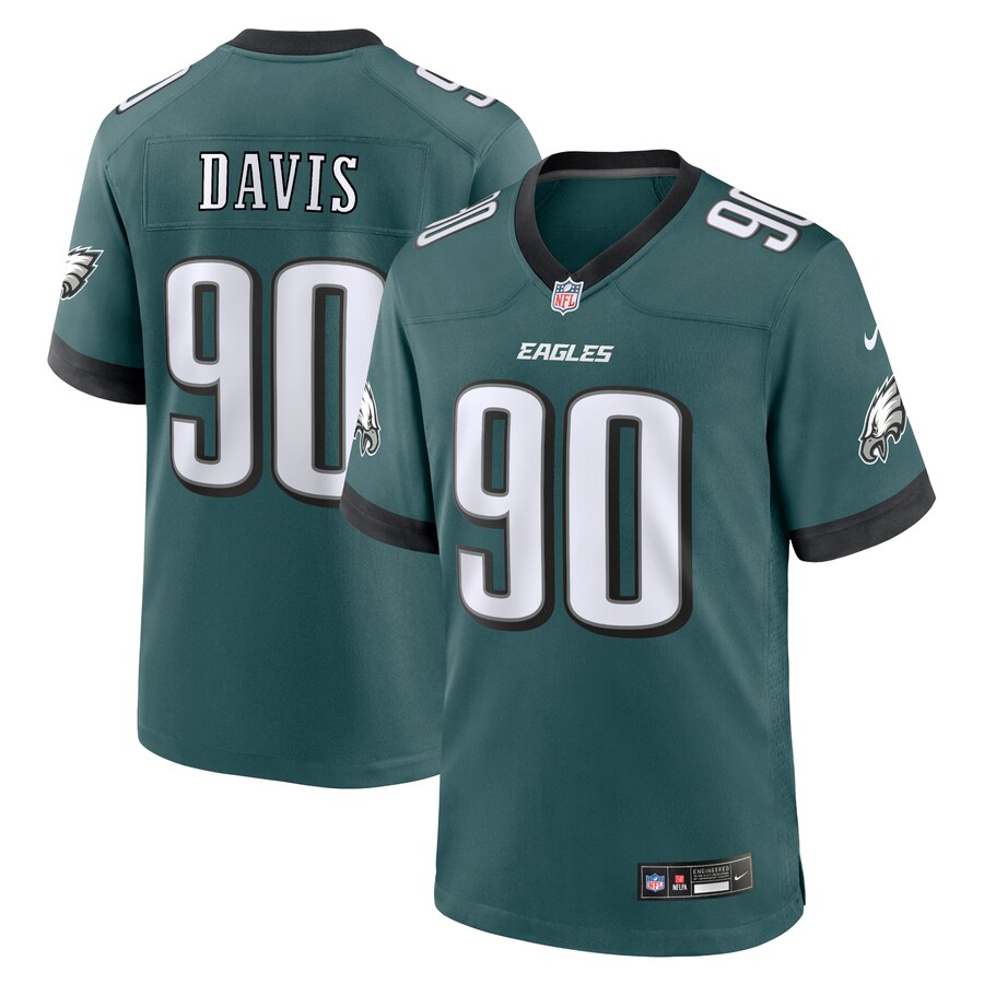 Men's Philadelphia Eagles Jordan Davis Nike Midnight Green Team Game Jersey - ujerseystore
