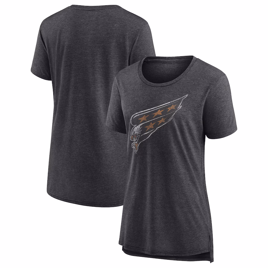 Women's Washington Capitals Gray Slow Whistle Tri-Blend T-Shirt - ujerseystore