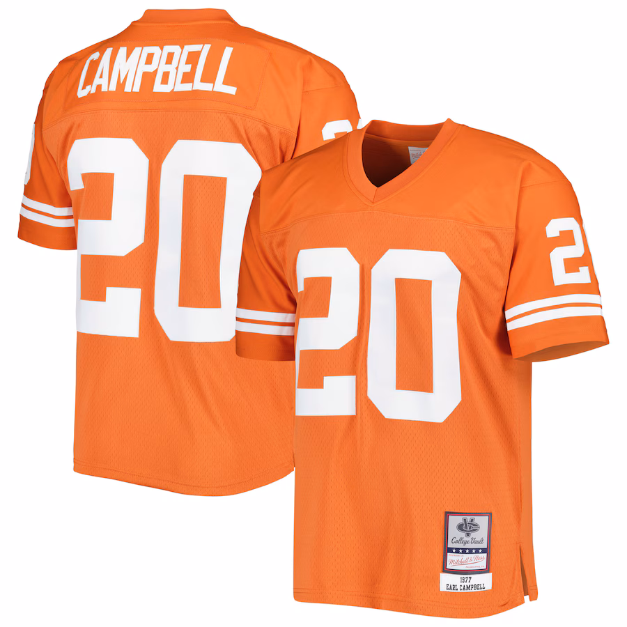 Men's Mitchell & Ness Earl Campbell Texas Orange Texas Longhorns Throwback Jersey - ujerseystore