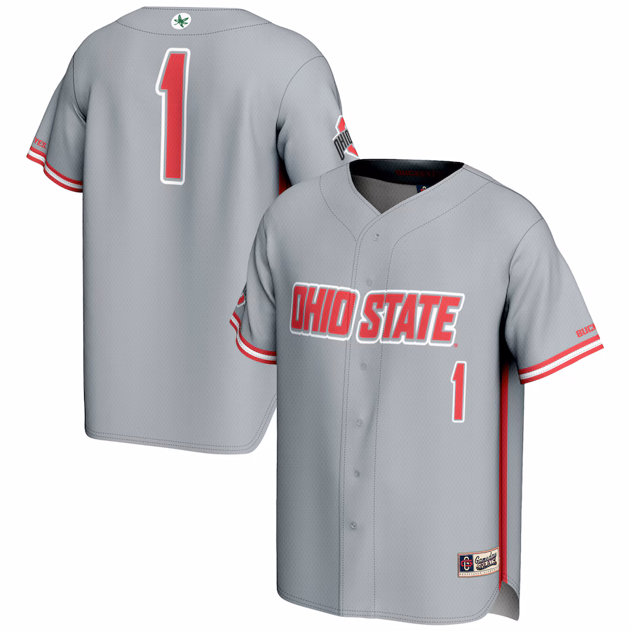 Men's GameDay Greats #1 Gray Ohio State Buckeyes Lightweight Baseball Jersey - ujerseystore