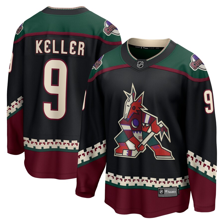 Men's Arizona Coyotes Clayton Keller Fanatics Branded Black Home Premier Breakaway Player Jersey - ujerseystore