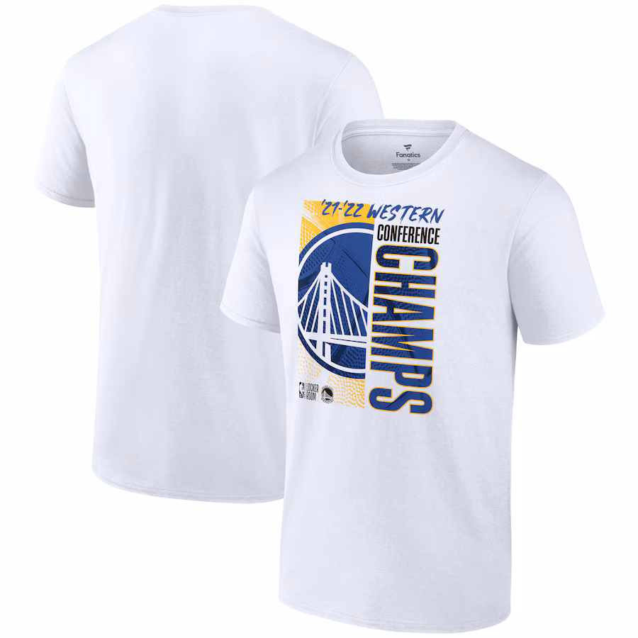 Men's Golden State Warriors Fanatics White 2022 Western Conference Champions Locker Room T-Shirt - ujerseystore
