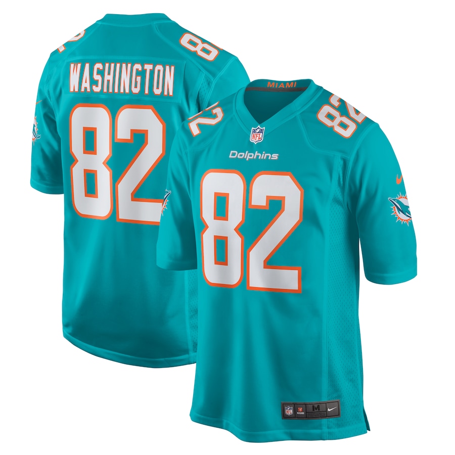 Men's Miami Dolphins Tahj Washington Nike Aqua Game Jersey - ujerseystore