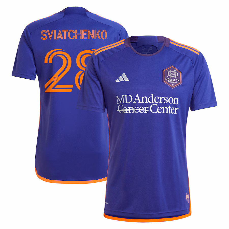 Men's Houston Dynamo FC Erik Sviatchenko adidas Purple 2024 Still Holdin' Replica Player Jersey - ujerseystore