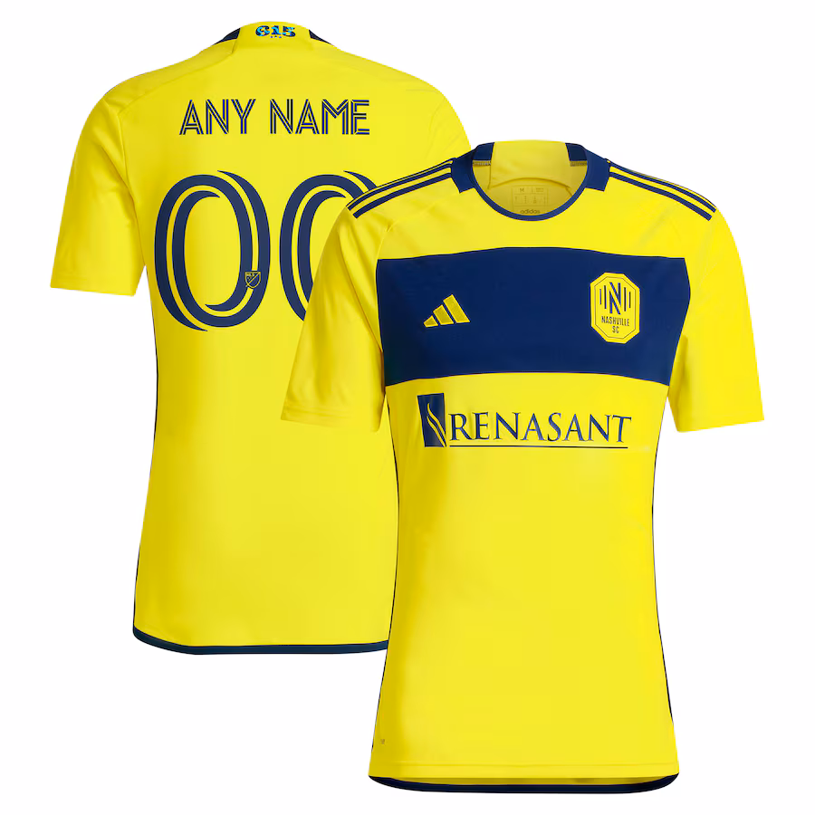 Men's Nashville SC  adidas Yellow 2024 The 615 Kit Replica Custom Jersey - ujerseystore