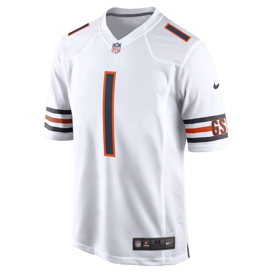 Men's Chicago Bears Justin Fields Nike White Player Game Jersey - ujerseystore