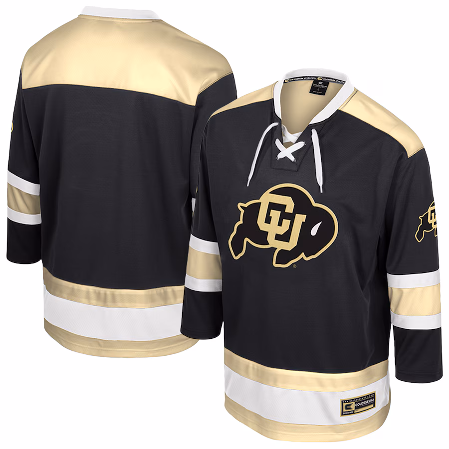 Men's Colosseum  Black Colorado Buffaloes Athletic Machine Fashion Hockey Jersey - ujerseystore