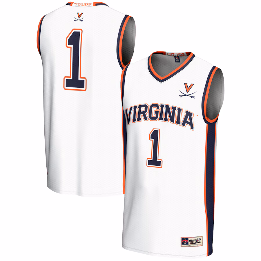 Youth GameDay Greats White #1 Virginia Cavaliers Lightweight Basketball Jersey - ujerseystore