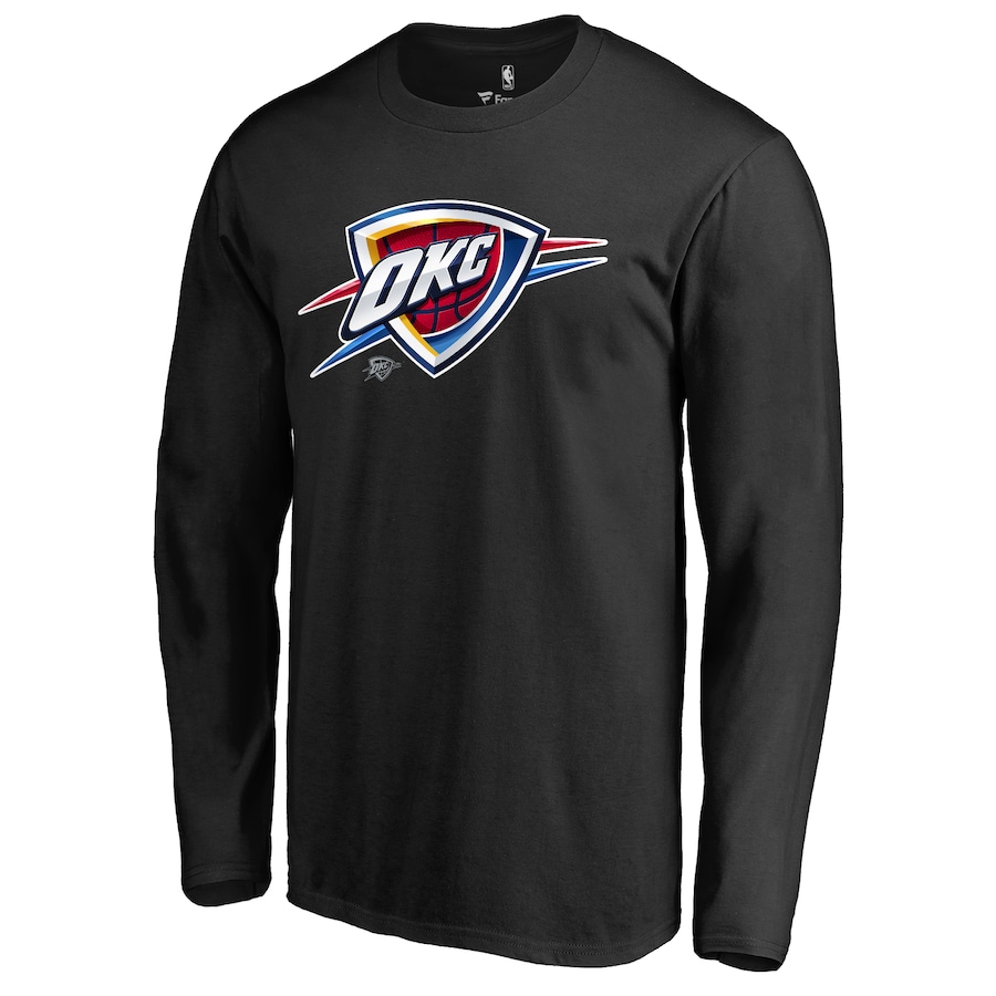 Men's Oklahoma City Thunder Black Midnight Mascot Long Sleeve T-Shirt - ujerseystore