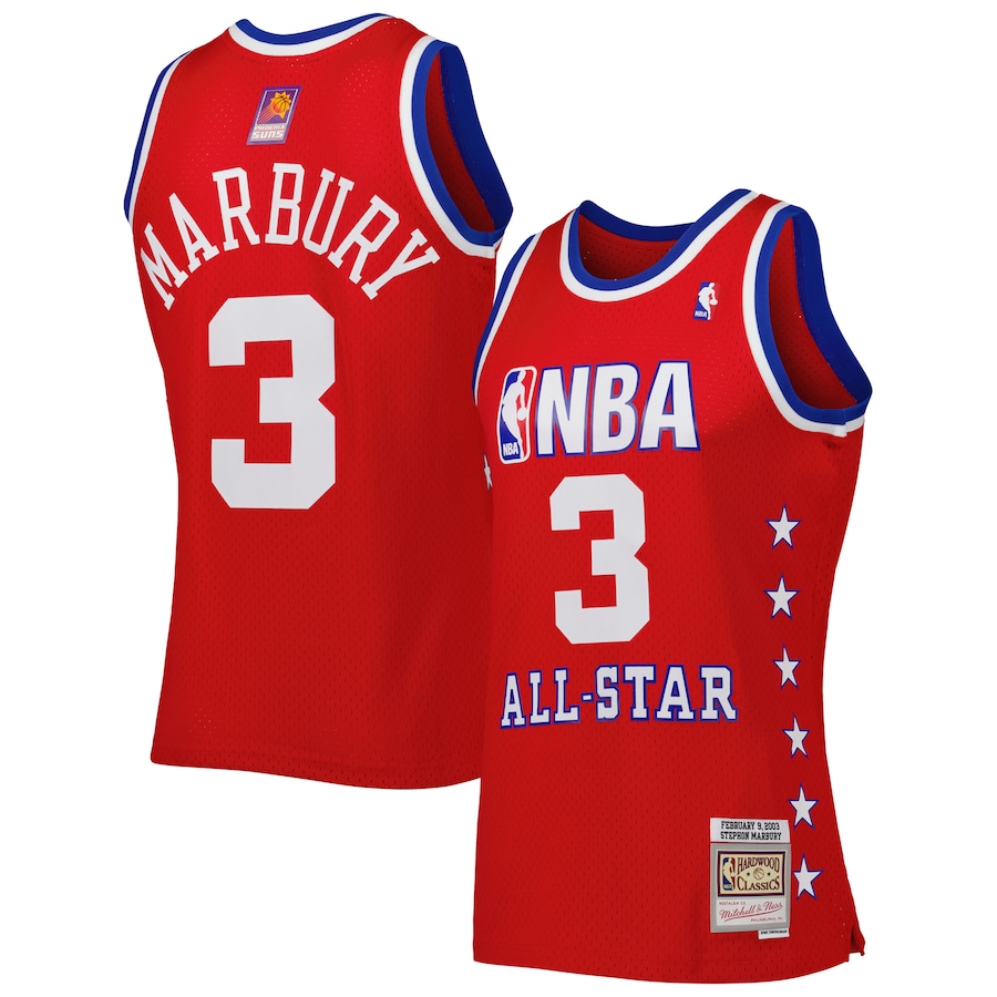 Men's Western Conference Stephon Marbury Mitchell & Ness Red 2003 All Star Game Swingman Jersey - ujerseystore