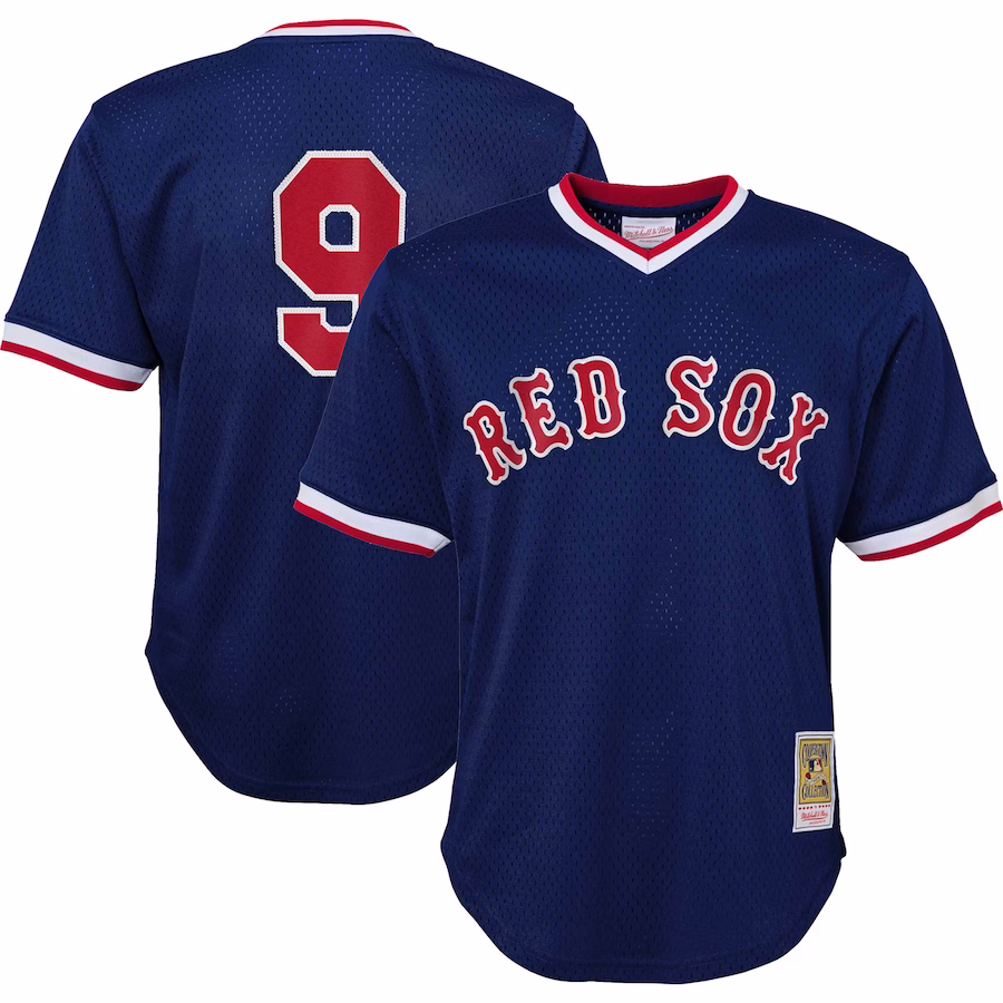 Youth Boston Red Sox Ted Williams Mitchell & Ness Navy Cooperstown Collection Mesh Batting Practice Jersey - ujerseystore