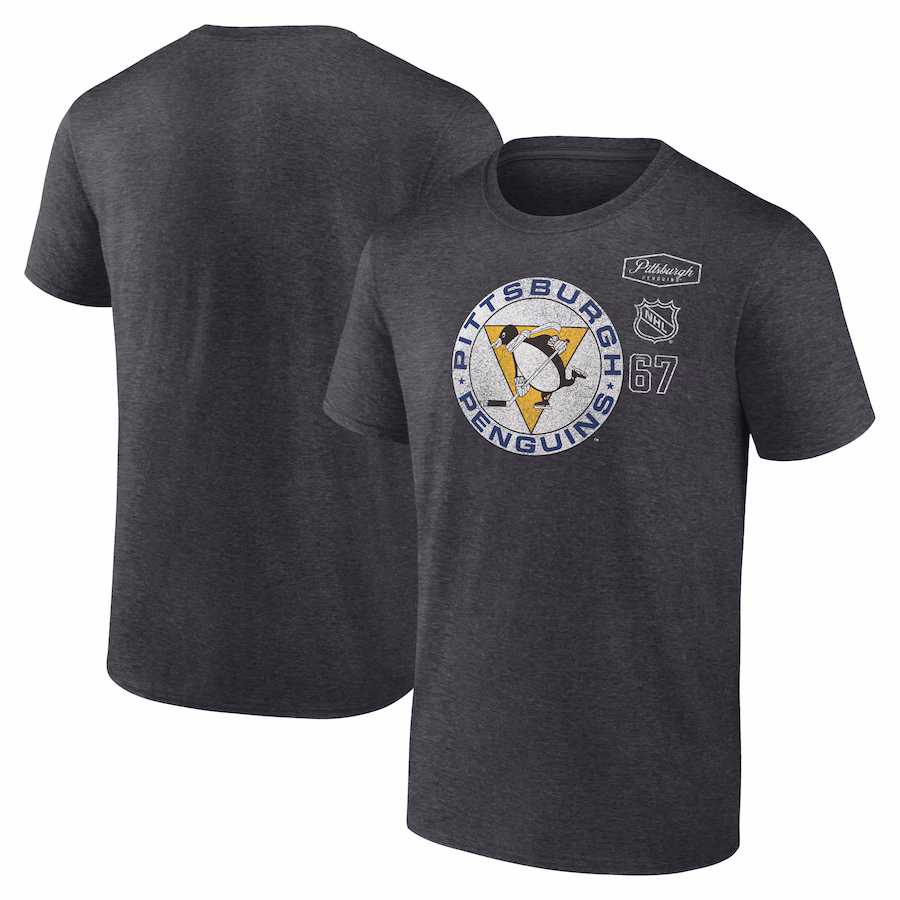 Men's Pittsburgh Penguins Fanatics Heather Charcoal Origin T-Shirt - ujerseystore