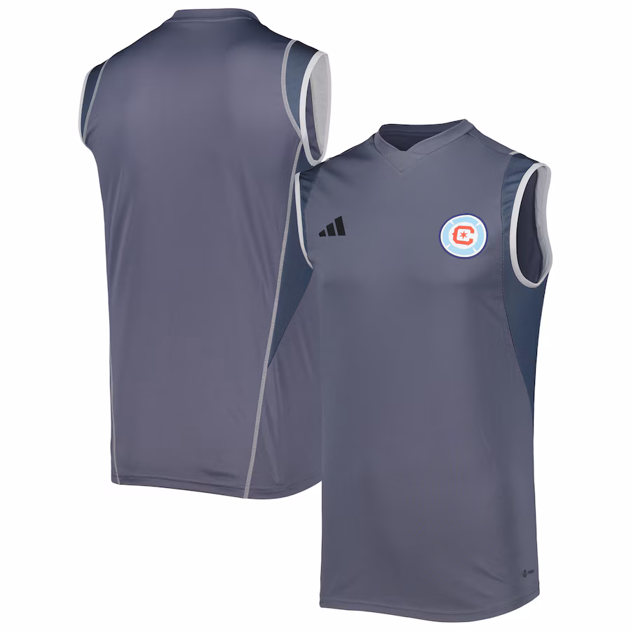 Men's Chicago Fire adidas Gray 2023 On-Field Sleeveless Training Jersey - ujerseystore