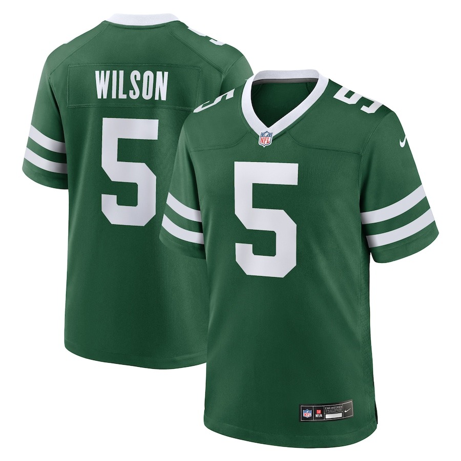 Men's New York Jets Garrett Wilson Nike Legacy Green Game Jersey - ujerseystore