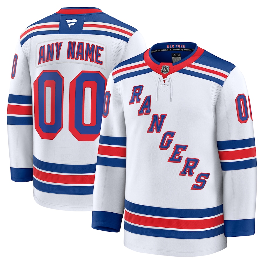 Men's New York Rangers Fanatics White Away Premium Custom Jersey - ujerseystore