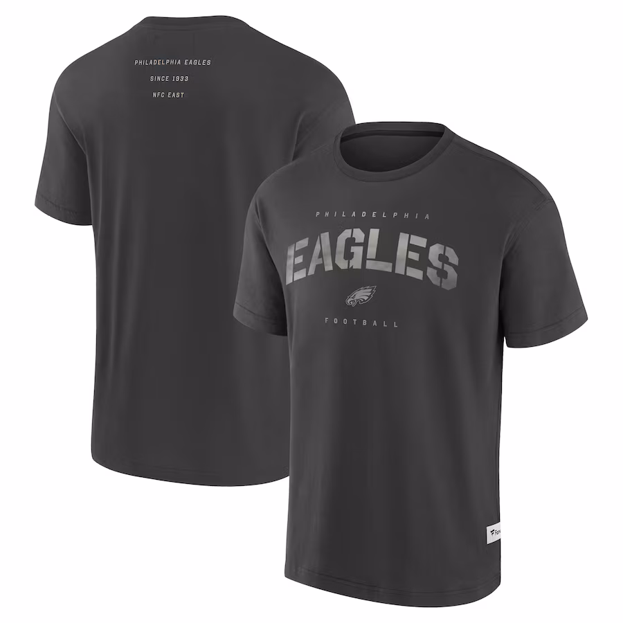 Men's Philadelphia Eagles Fanatics Charcoal Elements Weathered Tonal Future Ground T-Shirt - ujerseystore
