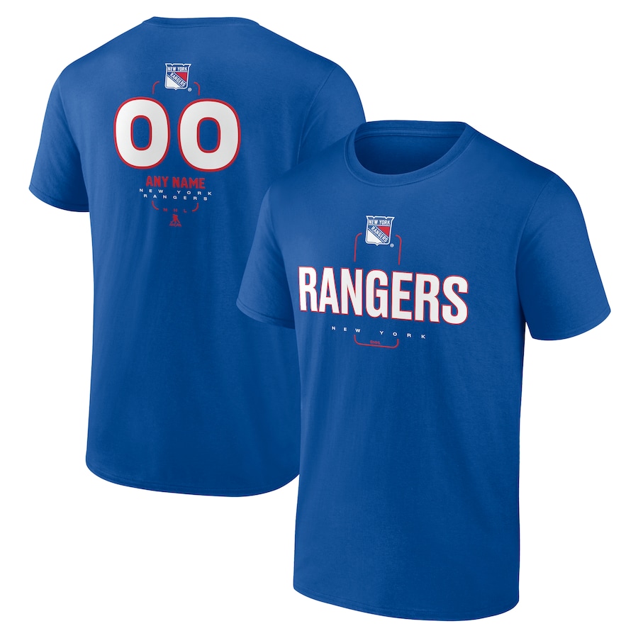 Men's New York Rangers Blue Personalized Name & Number Midfielder T-Shirt - ujerseystore